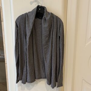 Gray Open Front Cardigan